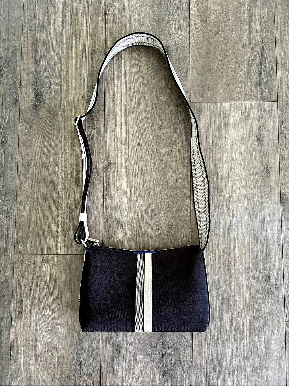 Rothy's The Casual Crossbody Striped Bag Black & Cream - excellent condition!